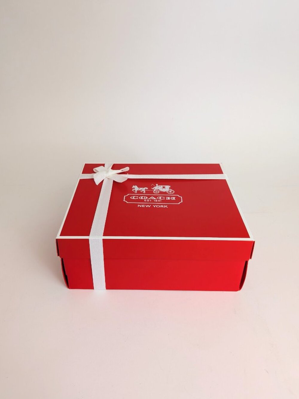 Authentic COACH Red Gift Box with Lid & Ribbon – Medium